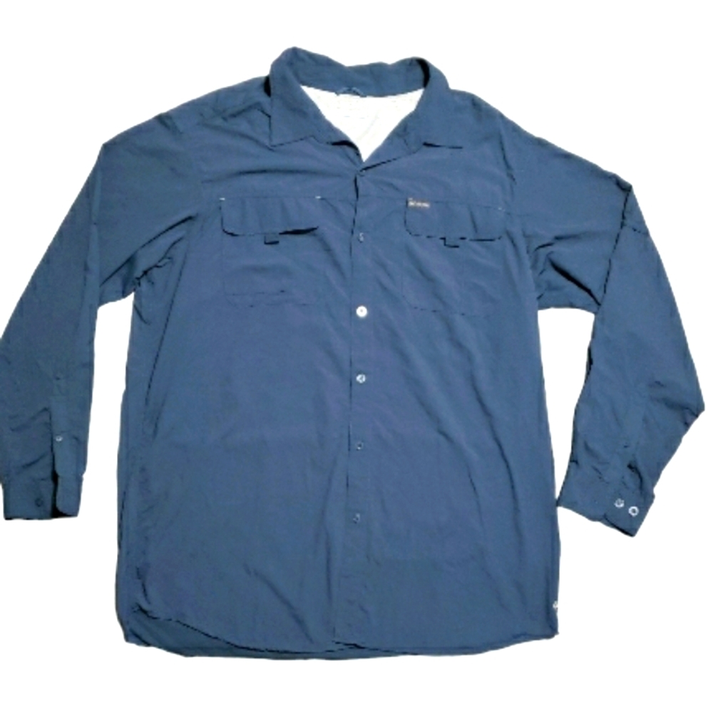 Columbia Blue Omni-Shade Collared Button Up Shirt Men’s Size 2XT